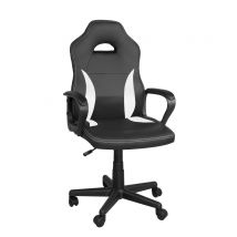 Chaise Gamer Adolescent Hauteur Réglable, Siège Simili Cuir Bicolore, Pivotant 360°, Accoudoirs Rembourrés, Roulettes Wan (noir Blanc) - Kayelles