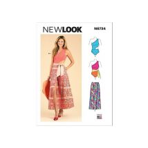 Patron New Look 6734 - Maillot De Bain Et Jupe Portefeuille Du 36 Au 48 (fr) Taille N°fr 36-48