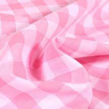 Tissu Vichy Très Grands Carreaux 17 Mm Rose Pastel - Au Mètre - Craftine