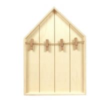 Etagère Maison En Bois Avec Pinces À Linge 19 X 28 Cm - Graine Creative