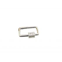 1 Fermoir À Visser Forme Rectangle 20*14mm Argent Platine Et Zircons