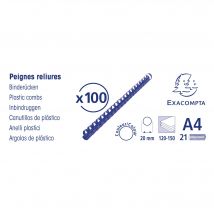 Boite 100 Reliures Spirales Plastique 20mm - Noir - Exacompta