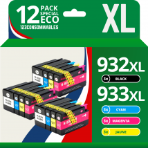123consommables - 932xl 933xl - Cartouche Compatible Avec Hp 932 933 932xl 933xl Pour Officejet 6600 6100 6700 7510 7110 7610 7612 (pack De 12) -