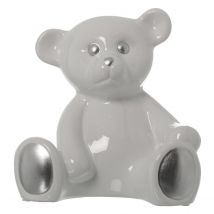 Figurine Ourson Blanc Et Argent En Céramique 22 Cm - Camacho