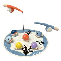 Attrape Les Poissons - Top Bright - 6 Poissons Magnétiques - 2 Cannes À Pêche - Tapis En Tissu - Topbright