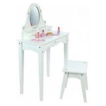 Coiffeuse Blanche En Bois Avec Tabouret - Bigjigs Toys