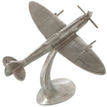 Avion En Résine Argentée Et Vieillie 19 Cm - Camacho