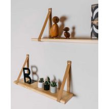 Étagère Flottante Bois Sangle Cuir 60cm - Leg&Go