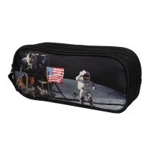 Trousse Scolaire 2 Compartiments Nasa Astronaute Noire - Bagtrotter - Bagtrotter