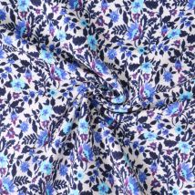 Tissu Sweat Léger French Terry Lilia Fleurs Bleues Sur Fond Blanc - Craftine