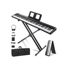 Lalaho - Piano Numérique Pliable - 88 Touches - Noir - Bluetooth Midi Audio - Casque Stand