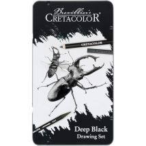 Coffret Dessin - 10 Pièces - Crayons Nero, Aqua Monolith, Estompes Et Gomme - Cretacolor Deep Black
