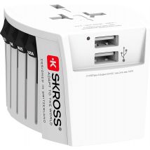 Adaptateur Universel Skross Muv Usb 2 Broches - 2 Ports Usb - 100v – 250w / 250v – 625w - Protection Contre Les Chocs Électriques