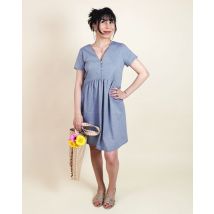 Kit Robe Letty - Denim Souple Bleu - 34-48, Avec Patron - Majam