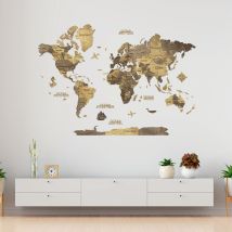 Carte Du Monde En Bois 3d Creatifwood Chocolate, Xl (200 X 140 Cm) - Décoration Murale - Creatifwood