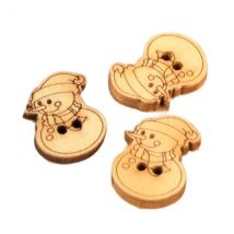 Lot De 6 Boutons En Bois 2cm X 1,8cm Bonhomme Neige - My mercerie