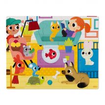 Puzzle Tactile Les Animaux Domestiques - Janod - Jaune - Jura Toys