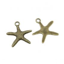 10 Breloques Perles Charms Etoile De Mer Metal Bronze - Creation Bijoux - La boutique de Karine