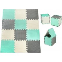 Tapis D'Éveil, Tapis Puzzle Bébé 120*90 - Tapis De Jeu - 12 Pièces + Bords - Moby System