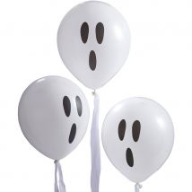 10 Ballons Fantôme Avec Ruban Blanc - Ginger Ray