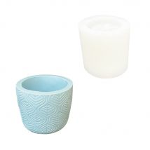 Moule En Silicone Ø 7,5cm X 6cm - Pot De Fleurs Motifs - Jesmonite