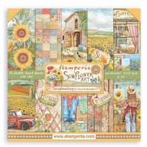 Pochette De 10 Feuilles Recto Verso Stamperia Sunflower Scrapbooking