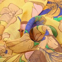 Tissu Mousseline Antonina Sur Fond Jaune - Craftine