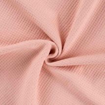 Tissu Nid D'Abeille Envers Éponge Uni Bambelux Rose Poudré - Craftine