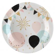 10 Assiettes Paillettes Et Ballons - Santex