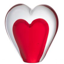Presse Papier Sulfure Coeur Rouge En Verre 9.5 Cm - Jolipa
