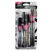 Lot De 5 Feutres Textiles Permanents Pointe Brosse - Tulip - Noir