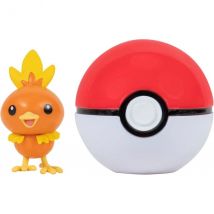 Pokemon Clip 'n' Go : Poussifeu Et Sa Poke Ball - Pokeball - Figurine - Bandai - 37715