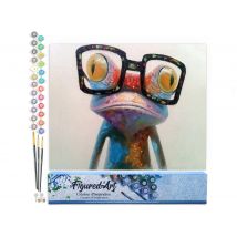 Peinture Par Numéro Figured'art - Grenouille Et Lunettes - Kit De Loisir Créatif Diy Numéro D'Art Complet - 40x50cm Sans Châssis En Bois