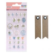 27 Autocollants Epoxy Love Story + 20 Étiquettes Kraft Fanion - Youdoit