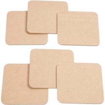 6 Sous-verres En Bois À Décorer - 10 X 10 Cm - Creotime