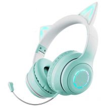 Casque Audio Sans Fil Oreilles De Chat Rgb Pour Gaming Et Musique Vert Yonis - Yonis