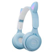 Casque Audio Pliable Led Chat Blanc Bluetooth 5.0 Son Stéréo Multimode Bleu Yonis - Yonis
