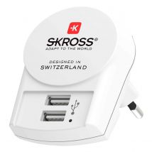 Skross Adaptateur Secteur Europe Vers Usb-a 2 Ports 2.4a Blanc