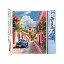 Peinture Par Numéro Figured'art - Voiture Classique À Mexico - Kit De Loisir Créatif Diy Numéro D'Art Complet - 40x50cm Sans Châssis En Bois