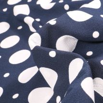 Tissu Crêpe Bubble Sur Fond Bleu Marine - Craftine
