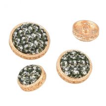 Lot De 3 Boutons Rond Bijou Couvert Vert Normandie - MyMercerie
