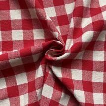 Tissu Coton D'Ameublement Celestin Carreaux Rouge - Craftine