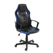 Chaise Gaming Sena, Style Racing, Dossier Inclinable, Pivotant (noir Bleu) - Kayelles