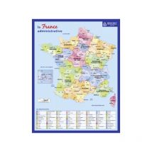 Fiche Mémo Souple Géographie France Administrative Et Physique 26,5 X 20,5 Cm - LA MAISON DU CALENDRIER