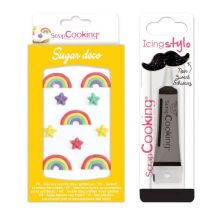 Décors Sucrés Arc-en-ciel + Stylo De Glaçage Noir - Scrapcooking