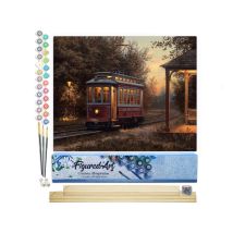 Peinture Par Numéro Figured'art - Gare De Tramway - Kit De Loisir Créatif Diy Numéro D'Art Complet - 40x50cm Toile Roulée + Châssis En Bois À Monter