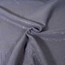 Tissu Double Gaze Pailleté Uni Bleu Denim - Au Mètre - Craftine