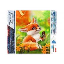 Diamond Painting Broderie Diamant Figured’art 40x50cm Toile Entière Roulée Avec Diamants Carrés - Petit Renard Et Papillon - Figured'Art