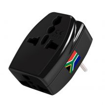 Akashi Adaptateur De Voyage Prise Type D Afrique Du Sud 3 Sorties Noir