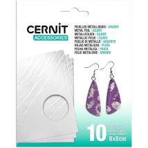 10 Feuilles Métallisées - Argent - Loisirs Créatifs - Cernit Scrapbooking